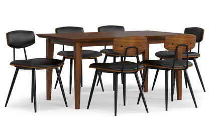 Black/Walnut Vegan Leather | Mavis / Colby 7 Pc Dining Set