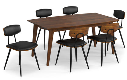 Black/Walnut Vegan Leather | Mavis / Draper 7 Pc Dining Set