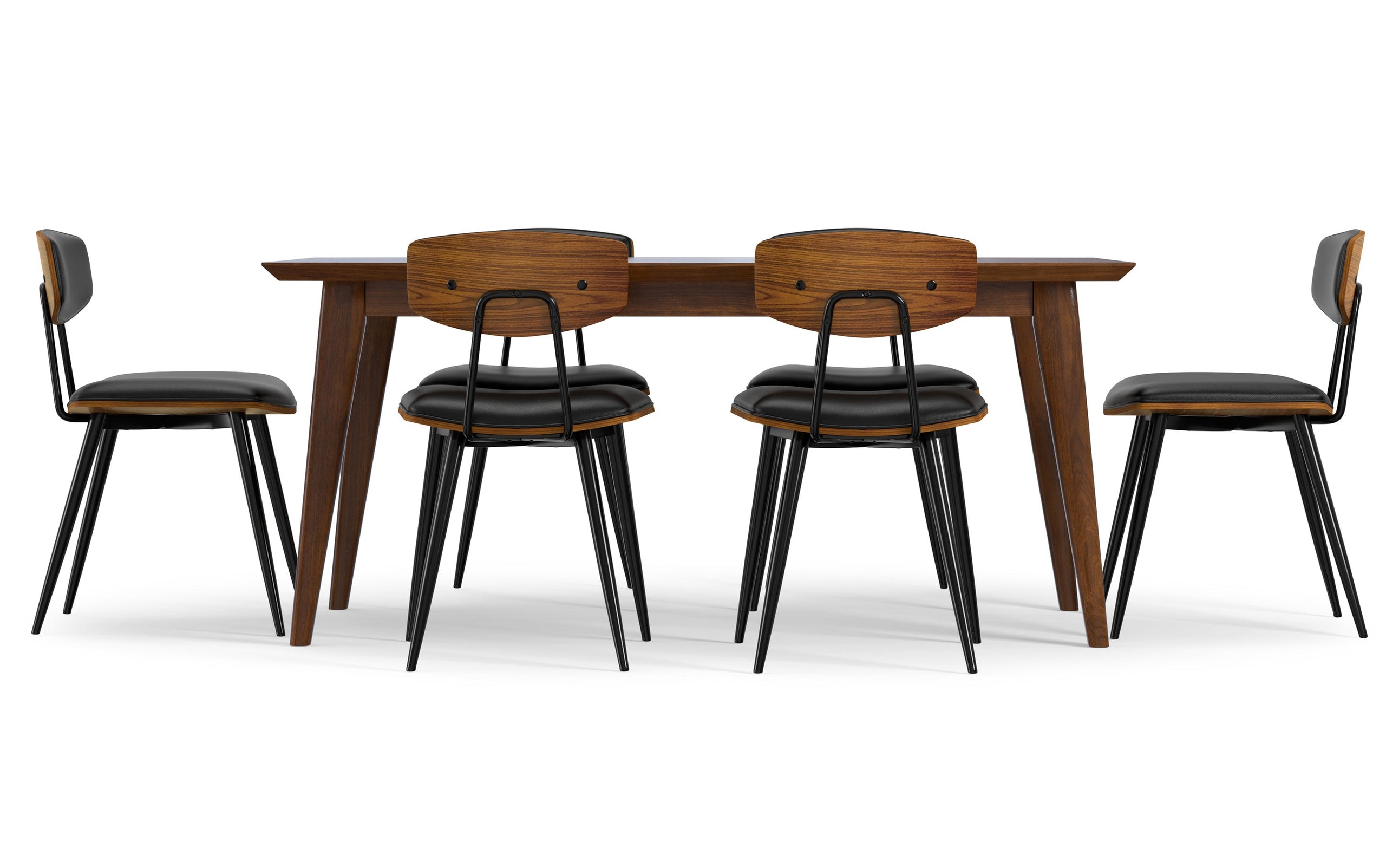 Black/Walnut Vegan Leather | Mavis / Draper 7 Pc Dining Set