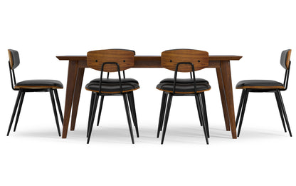 Black/Walnut Vegan Leather | Mavis / Draper 7 Pc Dining Set
