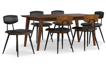 Black/Walnut Vegan Leather | Mavis / Draper 7 Pc Dining Set