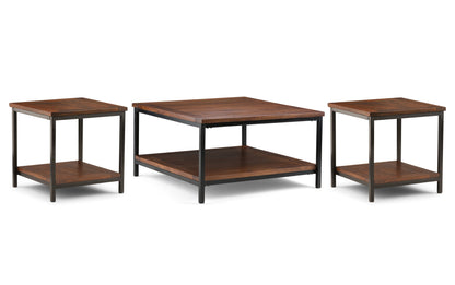 Dark Cognac Brown | Skyler 34 inch Coffee Table with 22 inch End Tables (Set of 3)