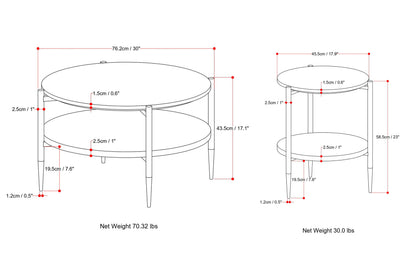 White/Natural | Wagner 30 inch Coffee Table with 18 inch End Tables (Set of 3)