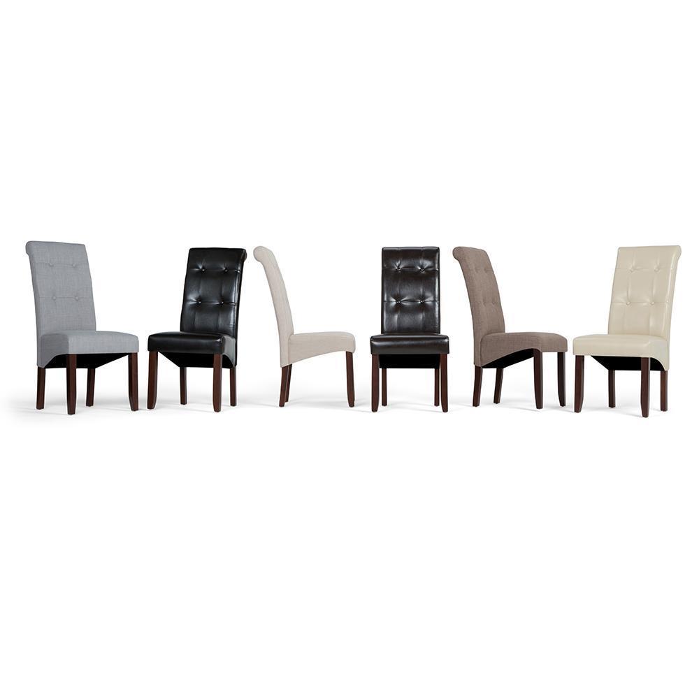 Midnight Black Vegan Leather | Cosmopolitan Deluxe Tufted Parson Chair (Set of 2)