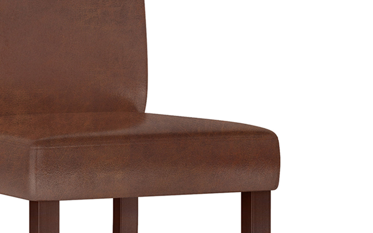  Distressed Saddle Brown Distressed Vegan Leather | Acadian 5 Piece Dining Set