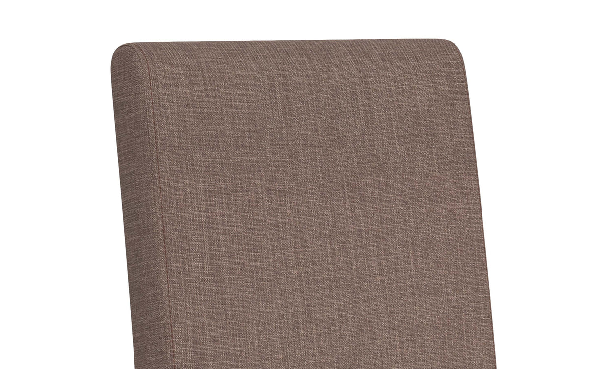 Light Mocha Linen Style Fabric | Acadian Faux Leather Parson Dining Chair (Set of 2)