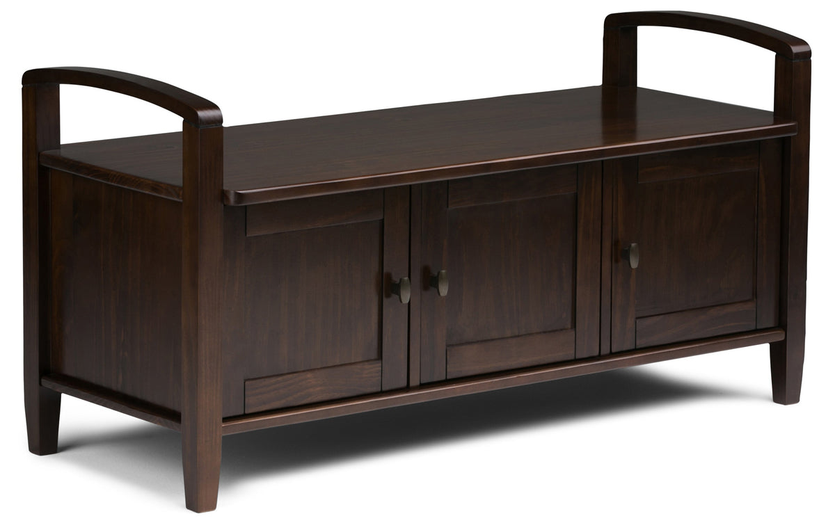 Brunette Brown | Warm Shaker 44-inch Storage Bench and 39-inch Cabinet