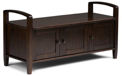 Brunette Brown | Warm Shaker 44-inch Storage Bench and 39-inch Cabinet