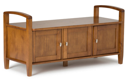 Light Golden Brown | Warm Shaker 44-inch Storage Bench and 36-inch Cabinet