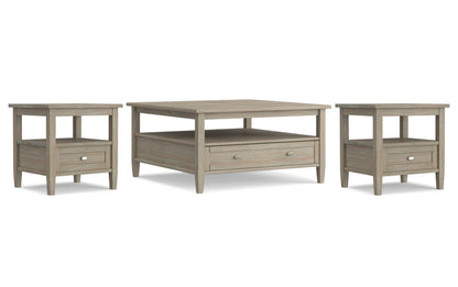 Distressed Grey | Warm Shaker 36 inch Coffee Table with 20 inch End Tables (Set of 3)