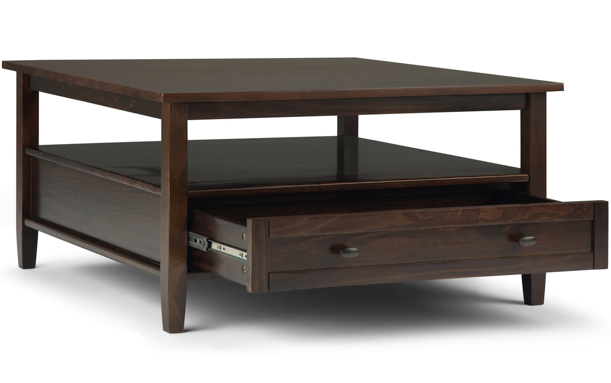 Brunette Brown | Warm Shaker 36 inch Coffee Table with 20 inch End Tables (Set of 3)