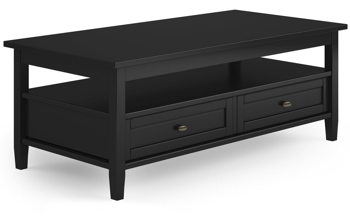 Black | Warm Shaker 48 inch Coffee Table with 14 inch End Tables (Set of 3)