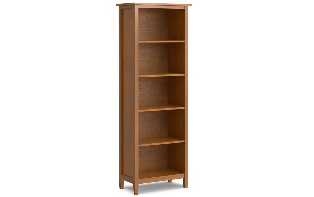 Light Golden Brown | Warm Shaker 72W TV Stand with Set of Two 26W 5 Shelf Bookcases