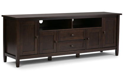 Brunette Brown | Warm Shaker 72W TV Stand with Set of Two 26W 5 Shelf Bookcases