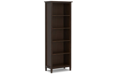 Brunette Brown | Warm Shaker 72W TV Stand with Set of Two 26W 5 Shelf Bookcases