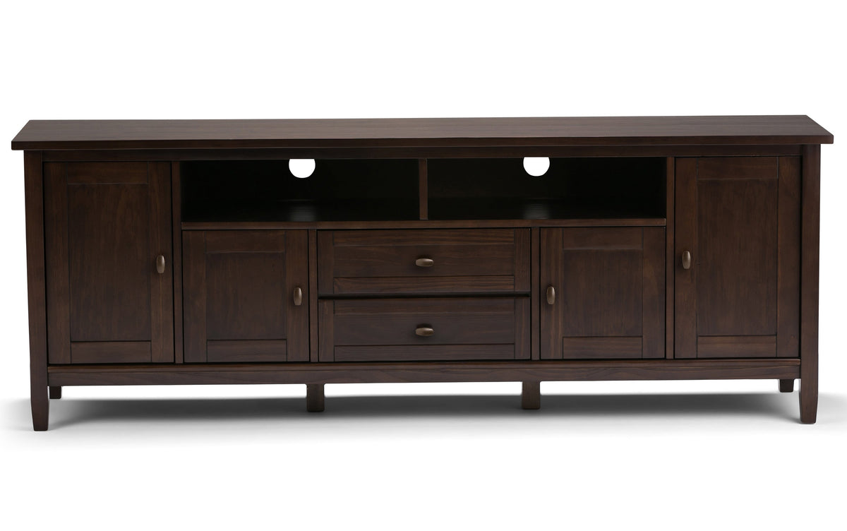 Brunette Brown | Warm Shaker 72W TV Stand with Set of Two 26W 5 Shelf Bookcases