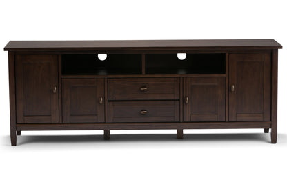 Brunette Brown | Warm Shaker 72W TV Stand with Set of Two 26W 5 Shelf Bookcases