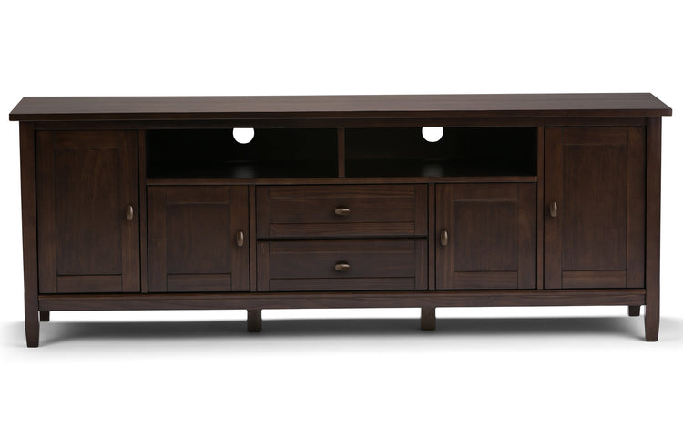 Brunette Brown | Warm Shaker 72W TV Stand with Set of Two 26W 5 Shelf Bookcases