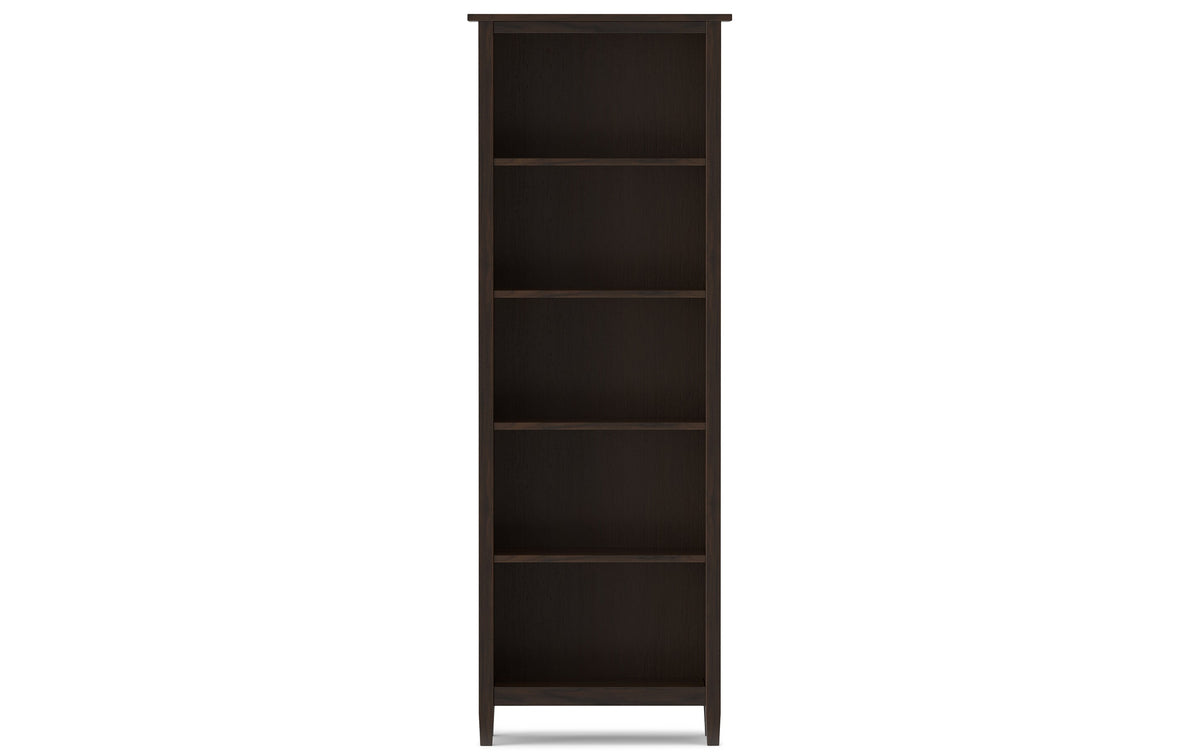 Brunette Brown | Warm Shaker 72W TV Stand with Set of Two 26W 5 Shelf Bookcases