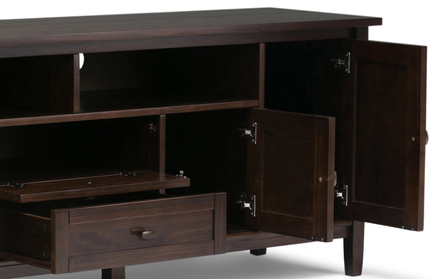Brunette Brown | Warm Shaker 72W TV Stand with Set of Two 26W 5 Shelf Bookcases