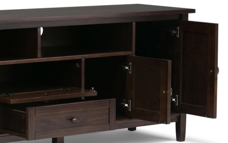 Brunette Brown | Warm Shaker 72W TV Stand with Set of Two 26W 5 Shelf Bookcases