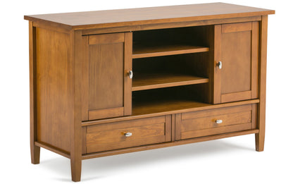 Light Golden Brown | Warm Shaker 47W Tall TV Stand with Set of Two 26W 5 Shelf Bookcases
