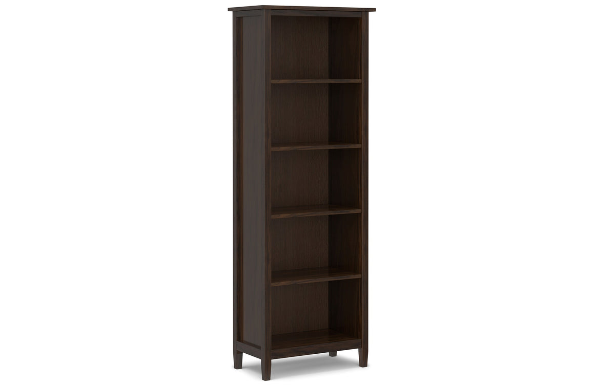 Brunette Brown | Warm Shaker 47W Tall TV Stand with Set of Two 26W 5 Shelf Bookcases