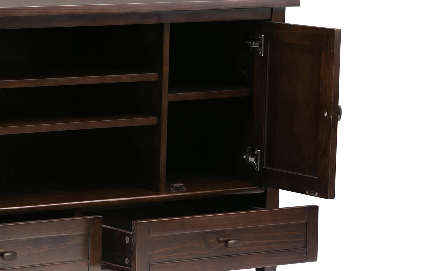 Brunette Brown | Warm Shaker 47W Tall TV Stand with Set of Two 26W 5 Shelf Bookcases