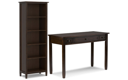 Brunette Brown | Warm Shaker 48 inch Desk and 26 inch Bookcase