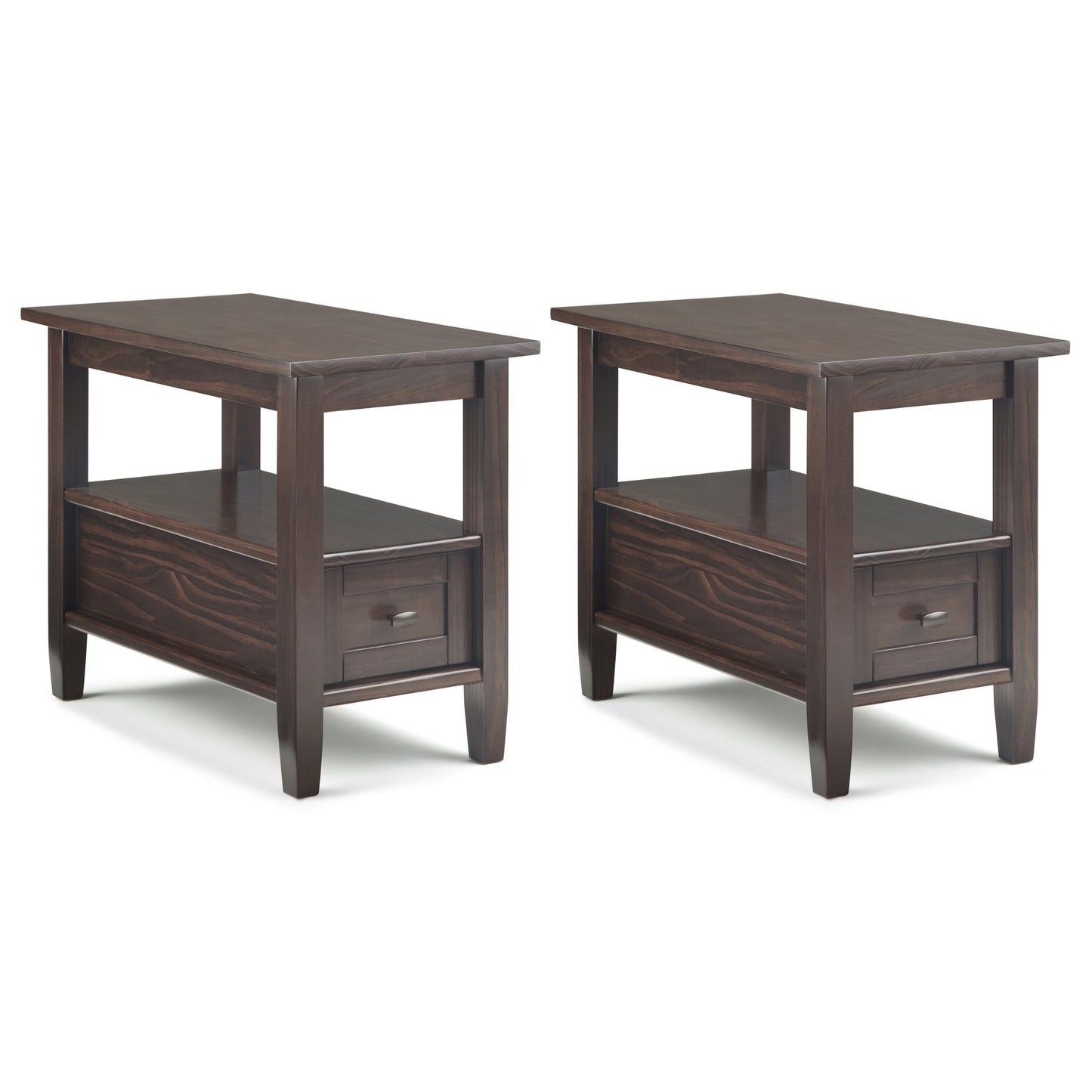 Brunette Brown | Warm Shaker 14 inch Narrow End Table (Set of 2)