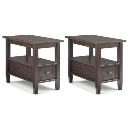 Brunette Brown | Warm Shaker 14 inch Narrow End Table (Set of 2)