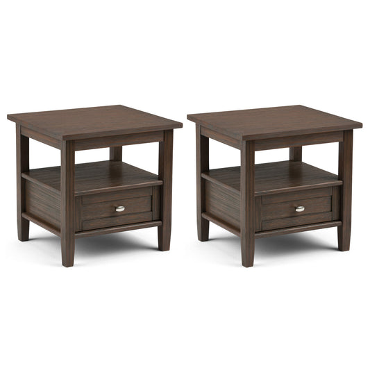 Farmhouse Brown | Warm Shaker 20 inch End Table (Set of 2)