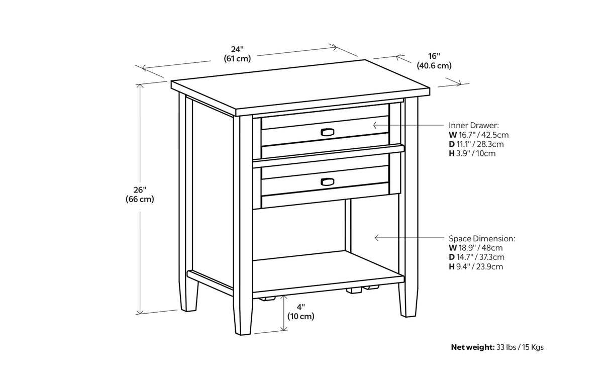 Light Golden Brown | Warm Shaker 24 inch Night Stand (Set of 2)