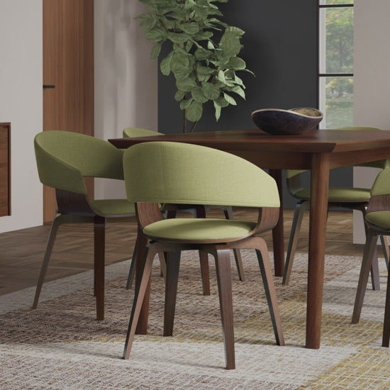 Light Grey Walnut Linen Style Fabric | Lowell Bentwood Dining Chair