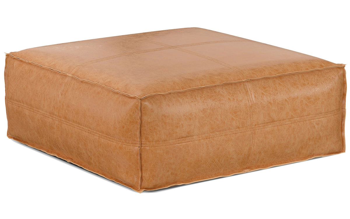 Distressed Camel Brown | Brody Extra Large Coffee Table Pouf