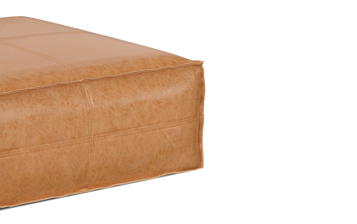 Distressed Camel Brown | Brody Extra Large Coffee Table Pouf
