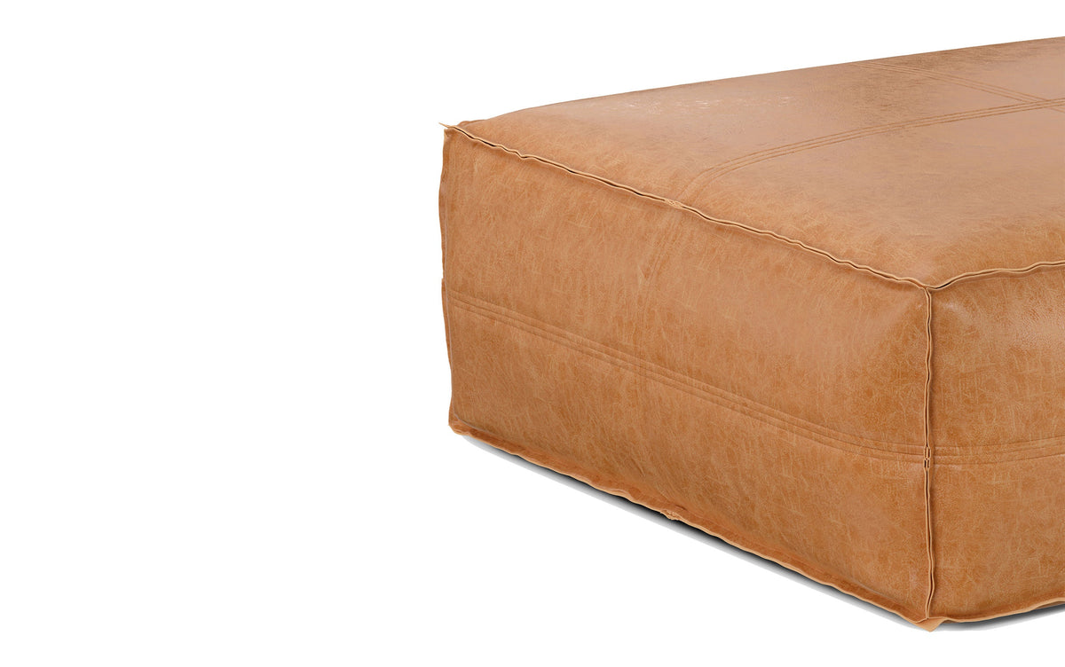 Distressed Camel Brown | Brody Extra Large Coffee Table Pouf