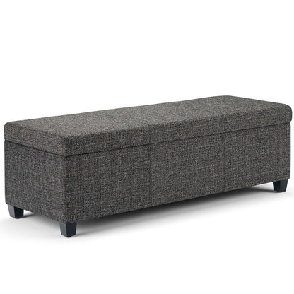 Ebony Tweed Style Fabric | Avalon Large Storage Ottoman Bench in Tweed Style Fabric