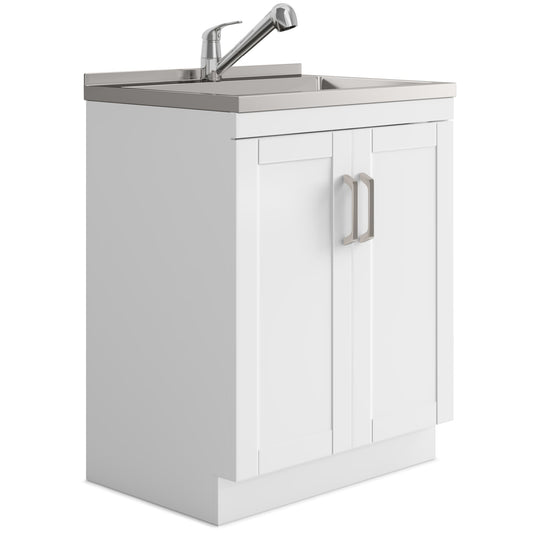 White 28 inch | Kyle All-In-One 28-inch Laundry Utility Sink and Cabinet