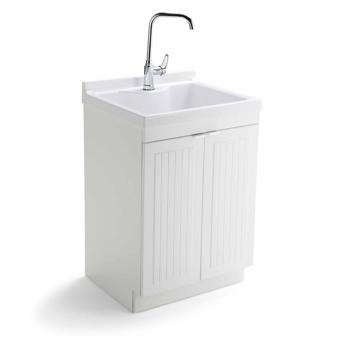 Pure White | Murphy 2 Door Utility Laundry Cabinet with ABS Sink & Faucet