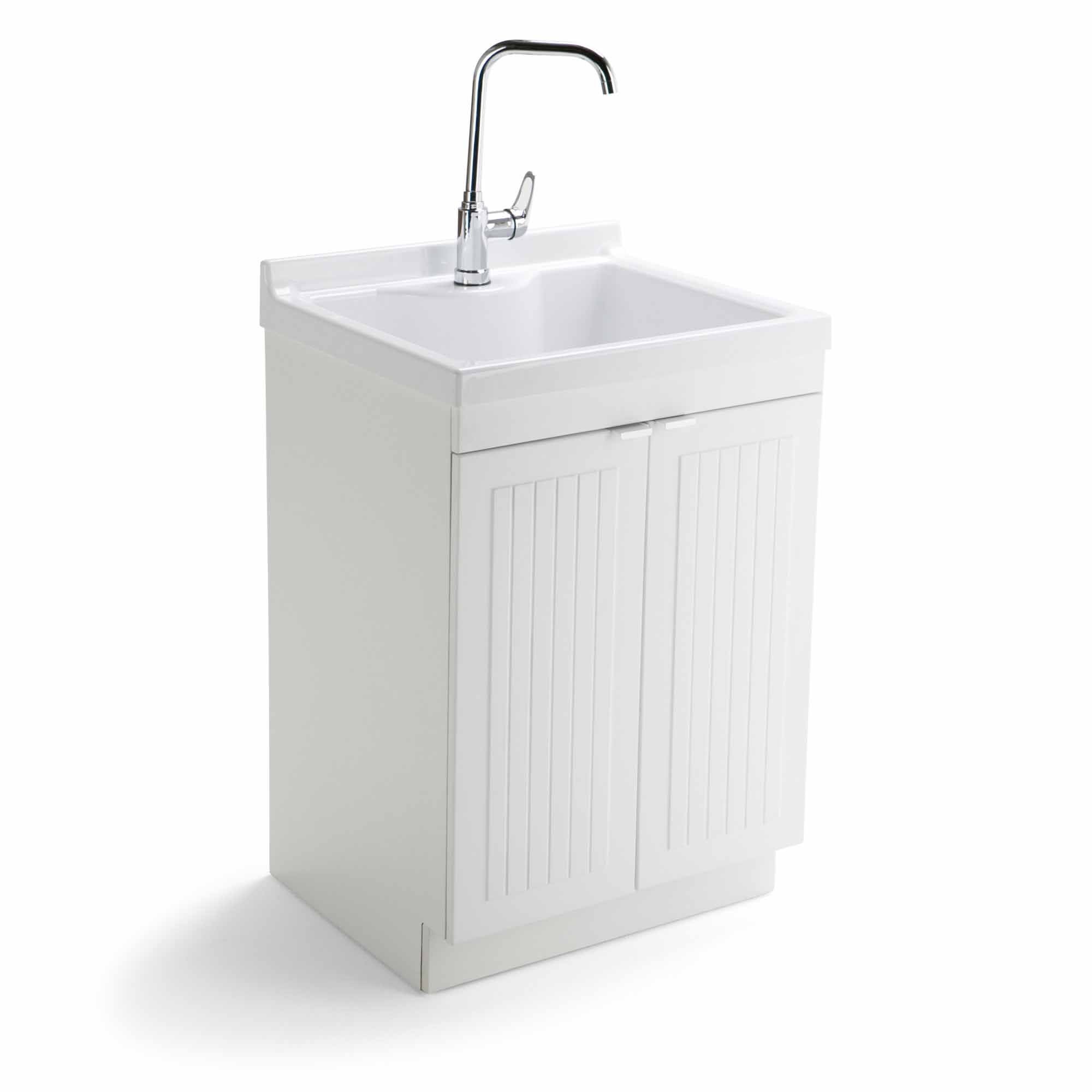 Pure White | Murphy 2 Door Utility Laundry Cabinet with ABS Sink & Faucet