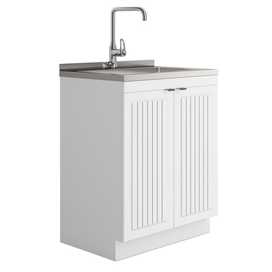 Pure White | Murphy All-In-One 28-inch Laundry Utility Sink and Cabinet