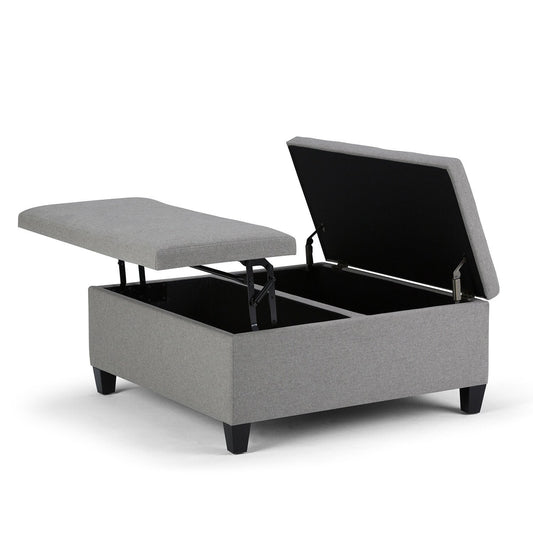 Cloud Grey Linen Style Fabric | Ellis Coffee Table Storage Ottoman