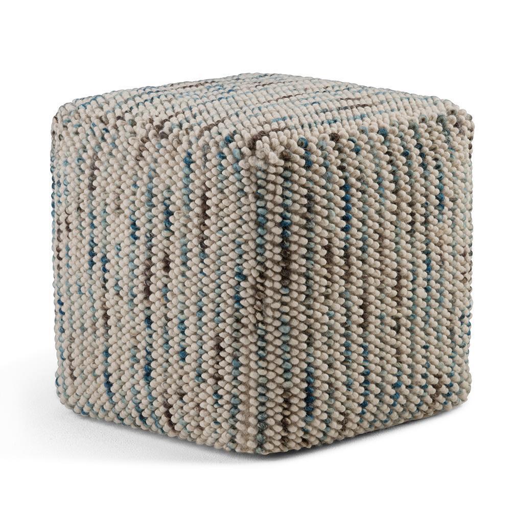 Multi Beige | Zoey Woven Cube Pouf