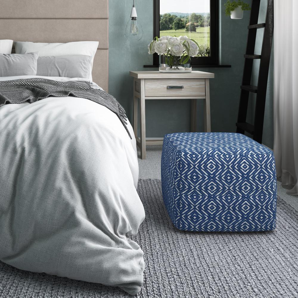 Blue/Natural | Graham Square Pouf