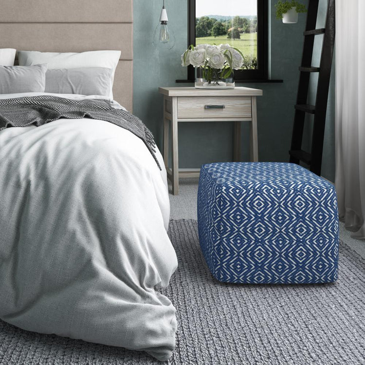 Blue/Natural | Graham Square Pouf