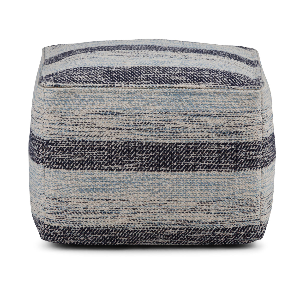 Dark Blue/Natural | Clay Patterned Square Pouf