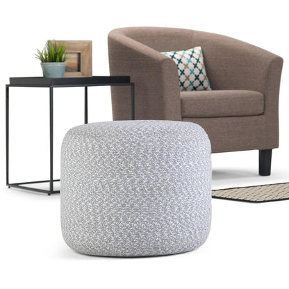 Light Blue/Natural | Bayley Round Braided Pouf