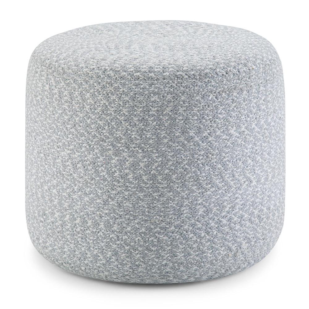 Light Blue/Natural | Bayley Round Braided Pouf