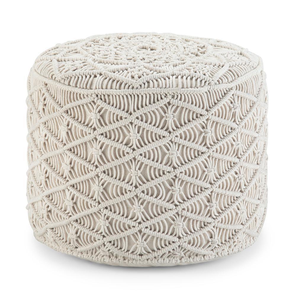 Cream | Coates Round Macrame Pouf